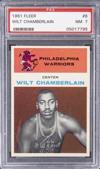 1961-62 Fleer #8 Wilt Chamberlain Rookie Card – PSA NM 7